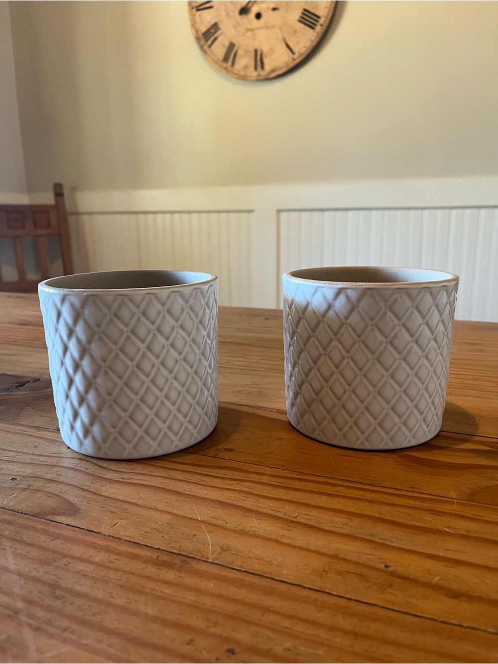 IKEA Chiafron Off White Glazed Clay Pots Set of 2